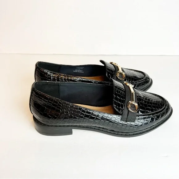 ASOS Vegan Mock Croc Gold Hardware Slip On Oxford Loafers Women’s UK 5 / US 7.5 - Picture 3 of 16